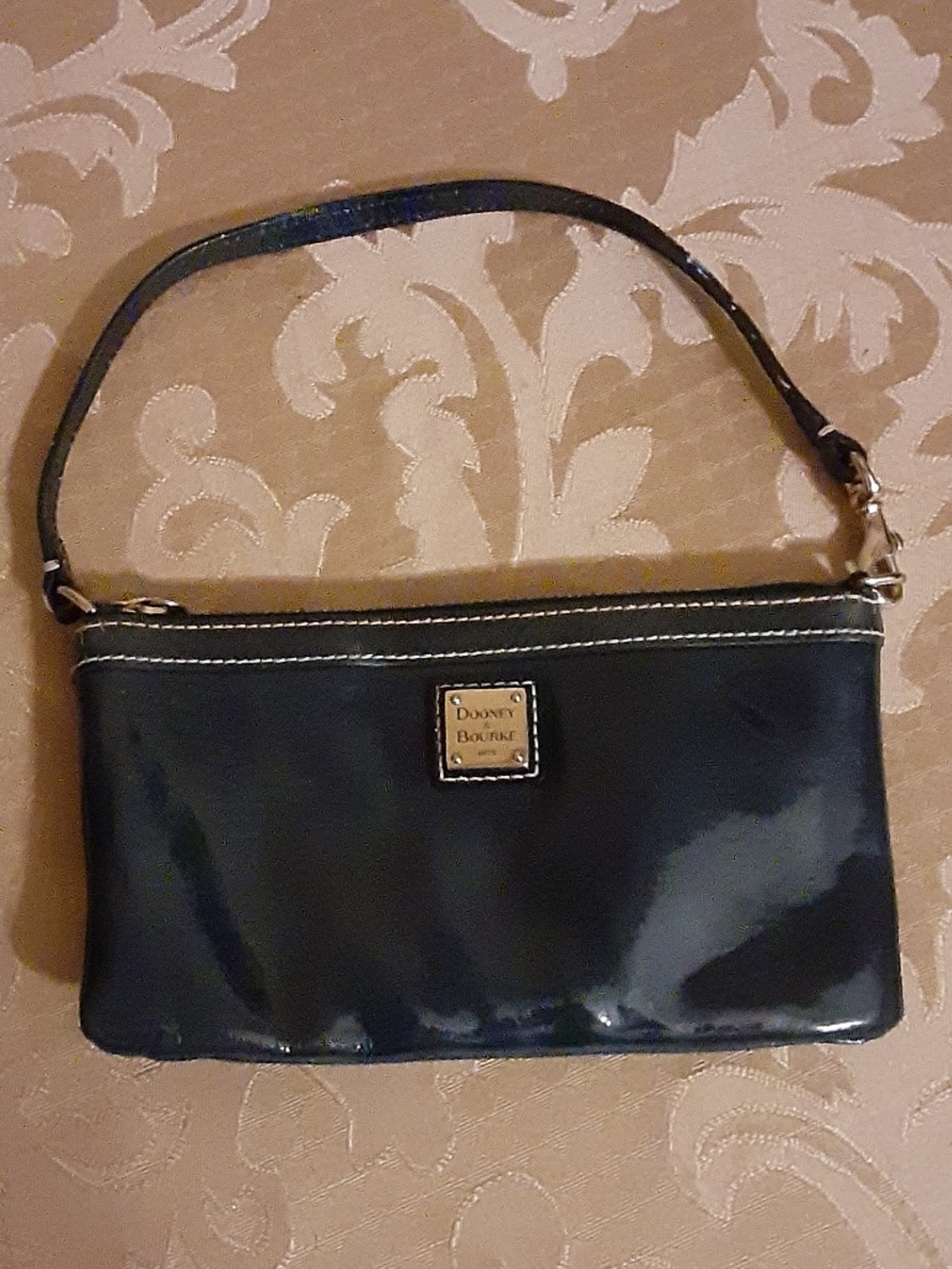 Dooney & Bourke Black Patent Leather Large Slim Wristlet Pouch